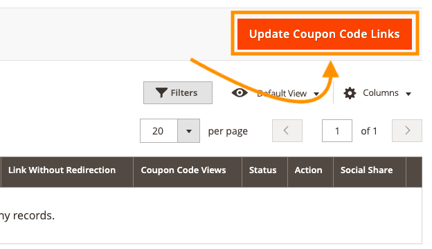update copon code links