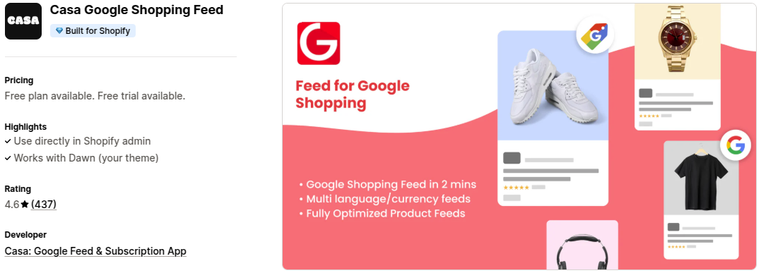 Casa Google Shopping Feed