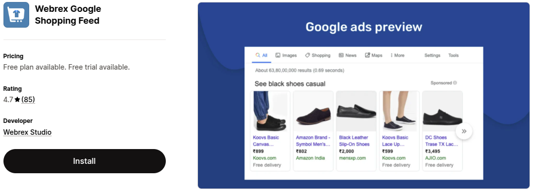 Webrex Google Shopping Feed