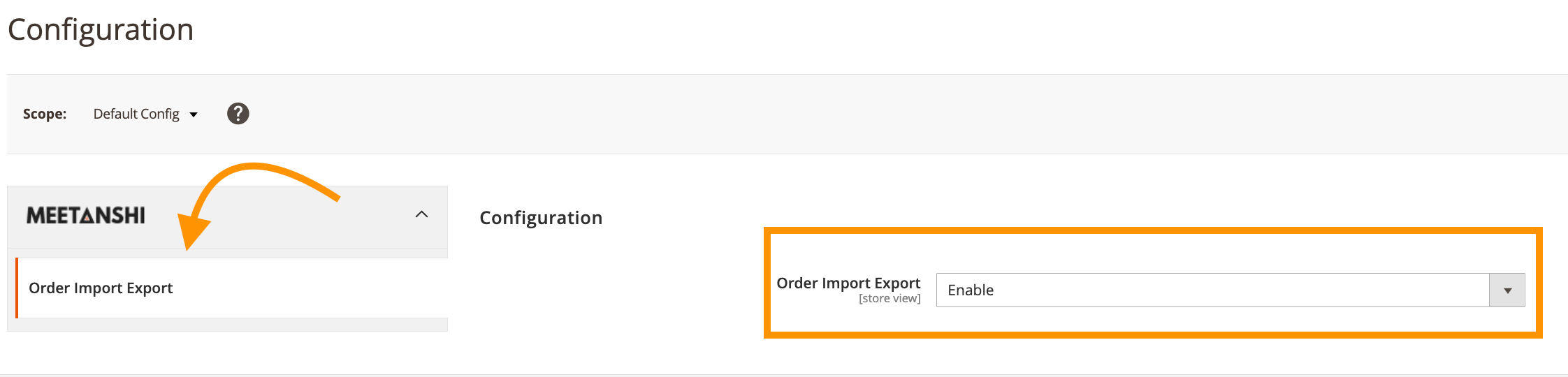Enable the Meetanshi Order Import Export Extension