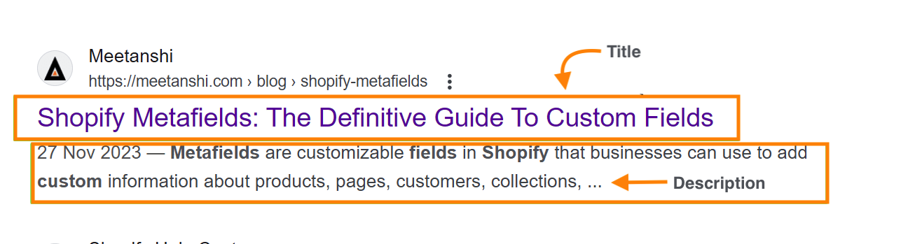 Meta title and description