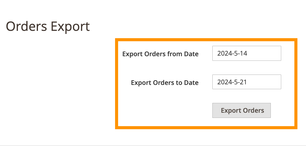 Select order export date