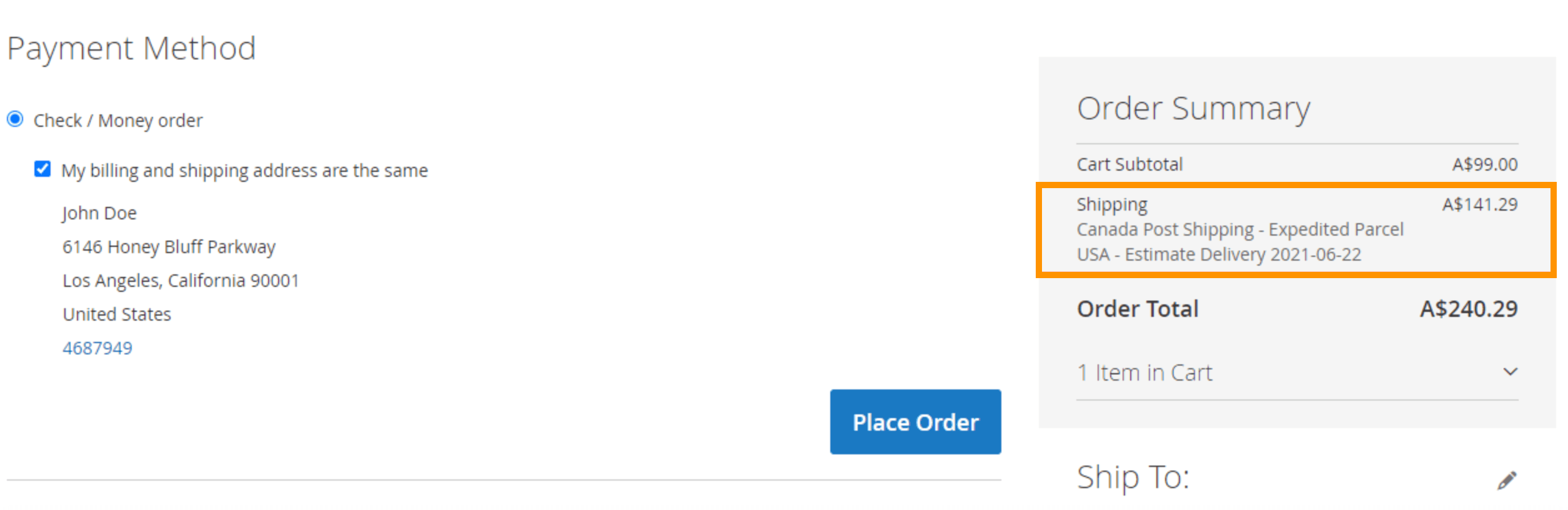 Shipping details