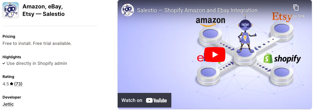 Amazon, eBay, Etsy – Salestio