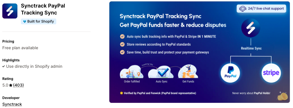 Synctrack PayPal Tracking Sync