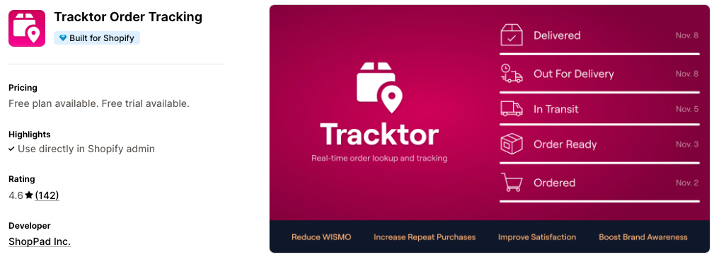 Tracktor Order Tracking