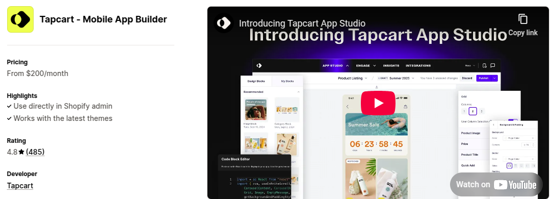 Tapcart Mobile App Builder
