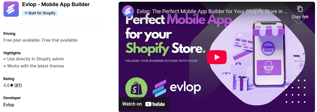 Evlop Mobile App Builder