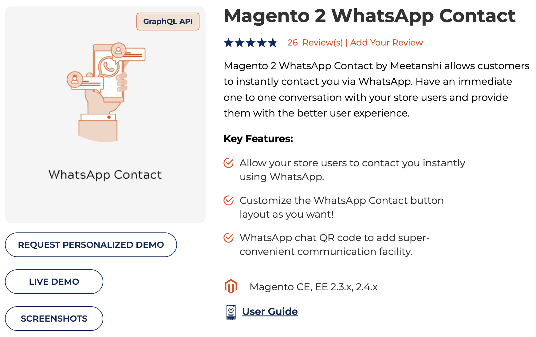 Magento 2 whatsapp contact extension