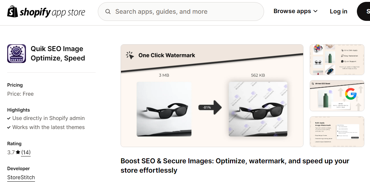 Image Optimizer+Watermark Dino shopify app