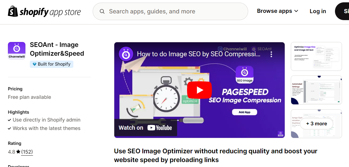 SEOAnt - Image Optimizer&Speed shopify app