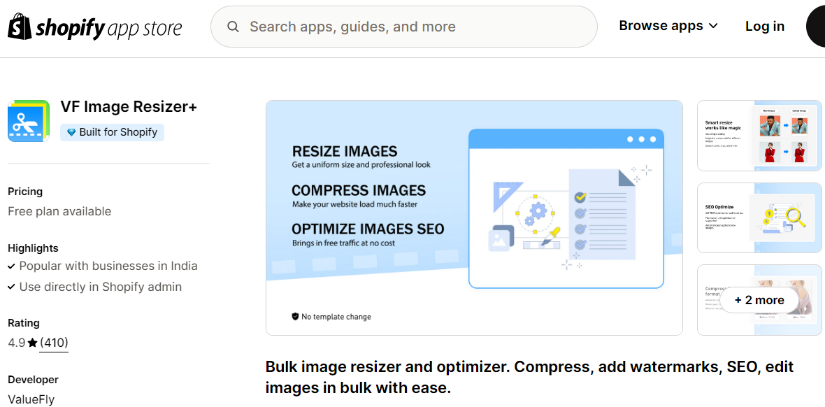 VF Image Resizer+ shopify app