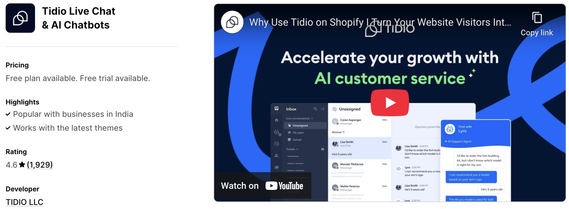 Tidio Live Chat AI Chatbots