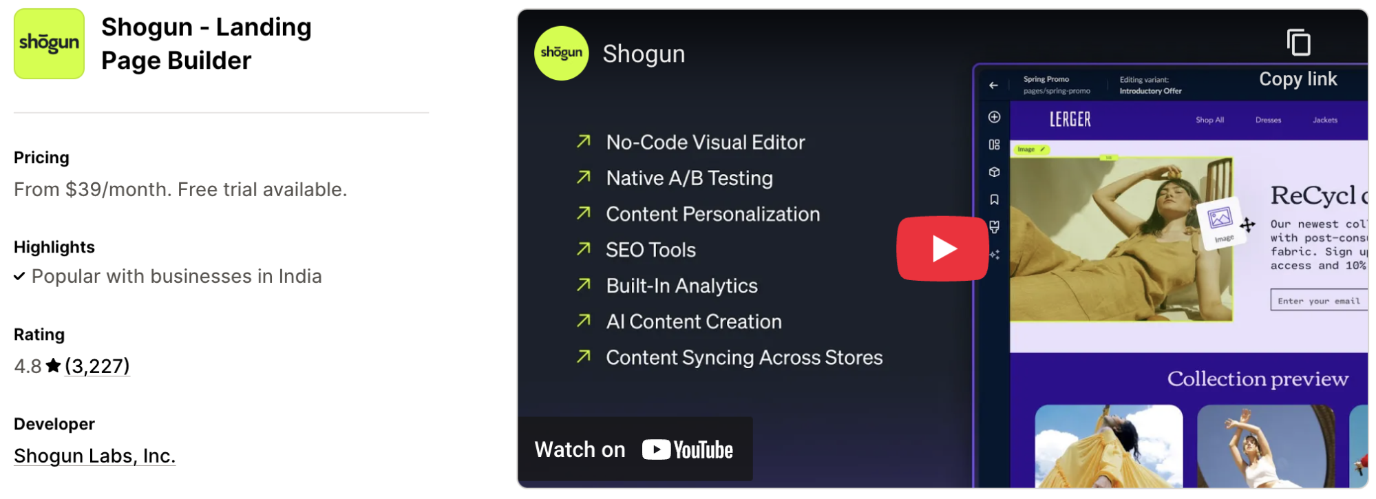 Shogun Landing Page Builder