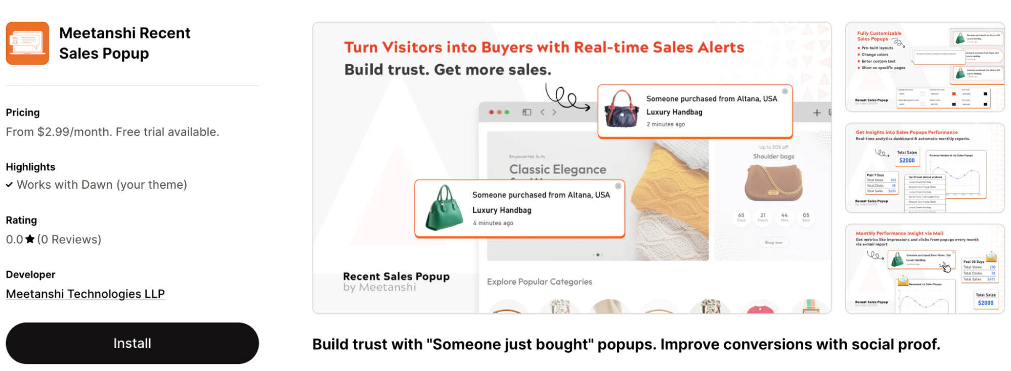Recent Sales Popup
