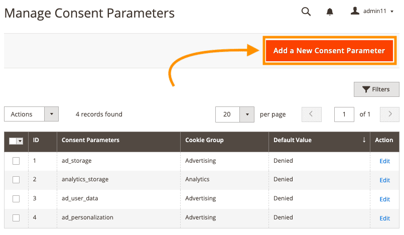 Manage Consent Parameters