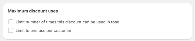 Maximum Discount Uses