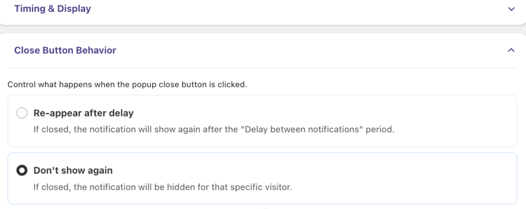 Closer Button behavior