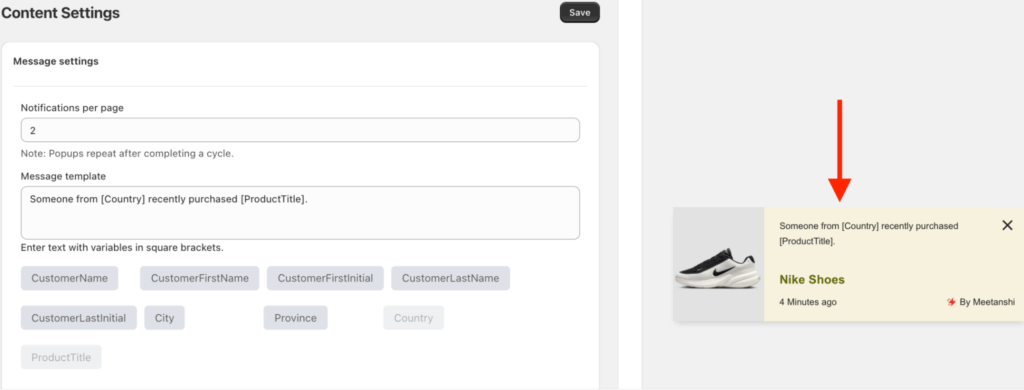 Customize Shopify Sale Notification and live preview of it