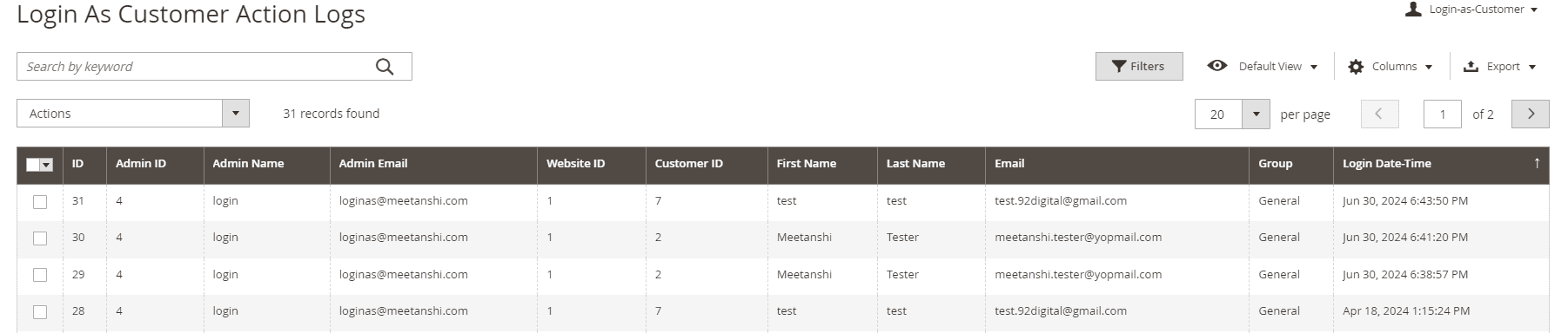 Login as Customer
