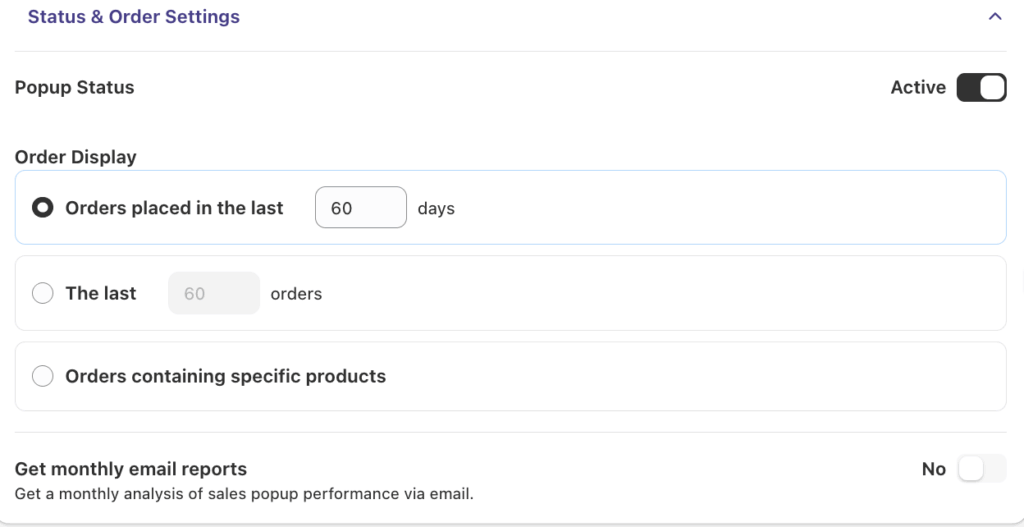 Add the Order Display Settings