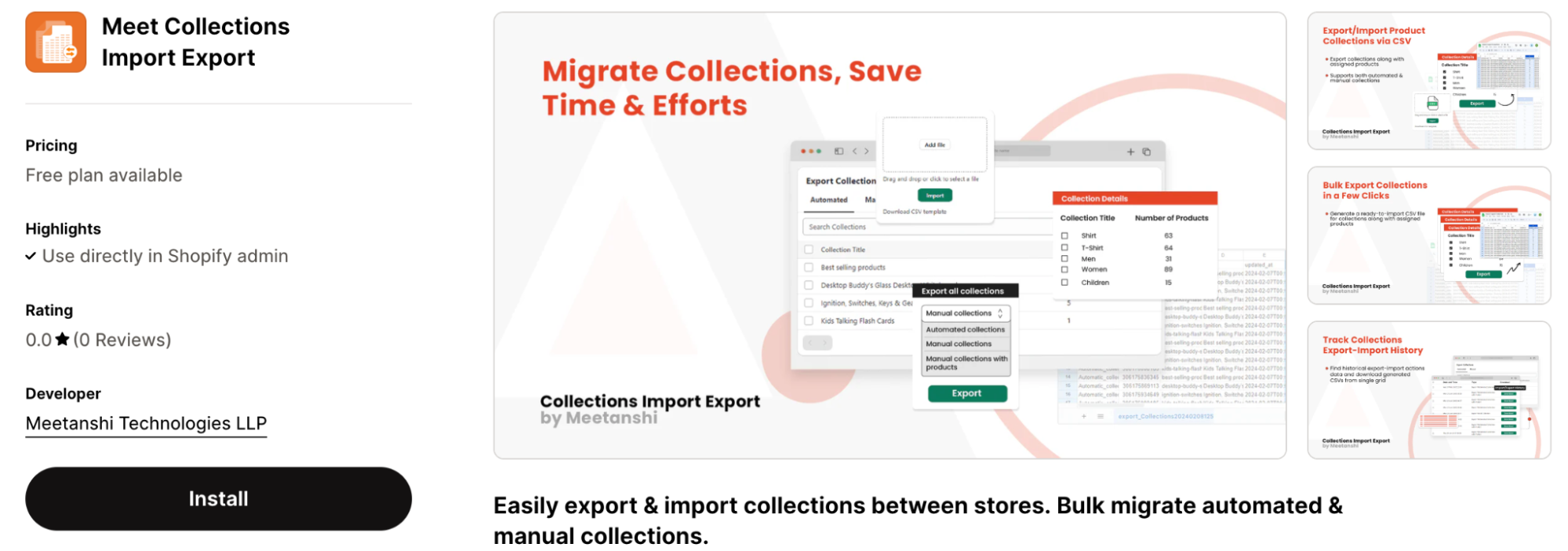 Meet Collections Import Export Extension by Meetanshi