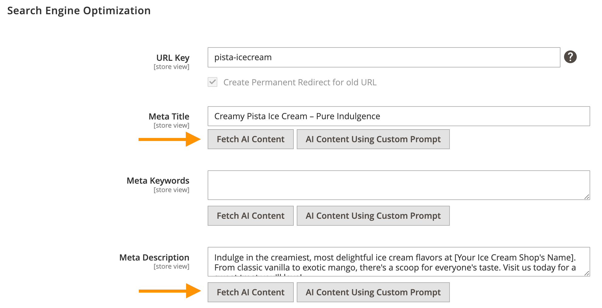 Search Engine Optimization Fetch AI Content or Fetch AI Content Using Custom Prompt