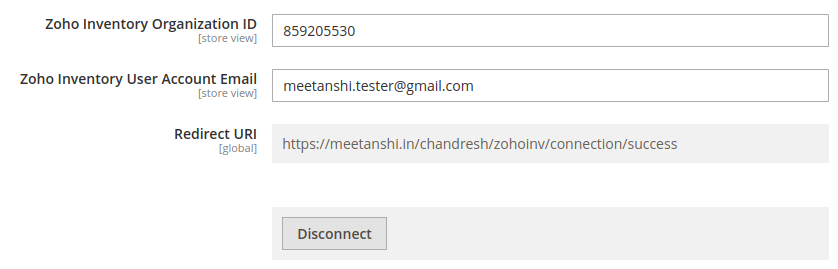 Zoho inventory organization id