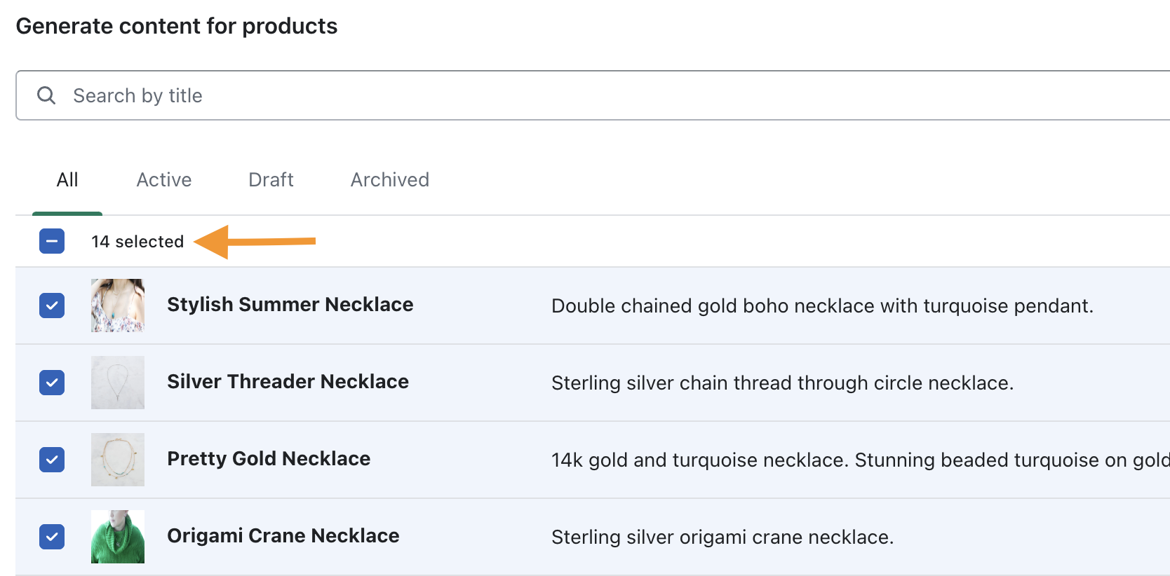 Select Products for Which You Want to Rewrite the Product Description