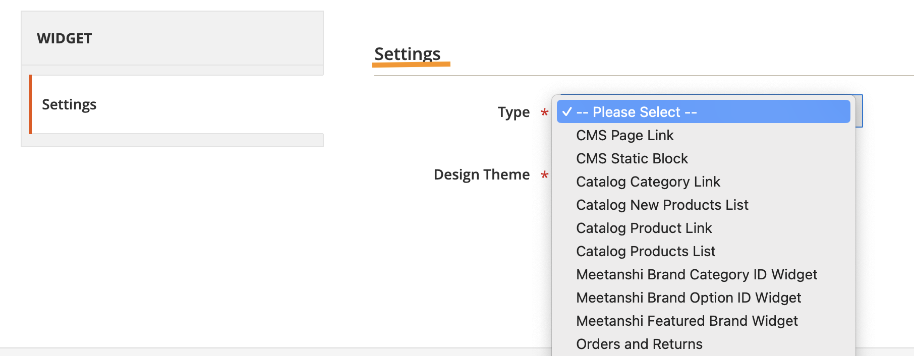 Widget Settings