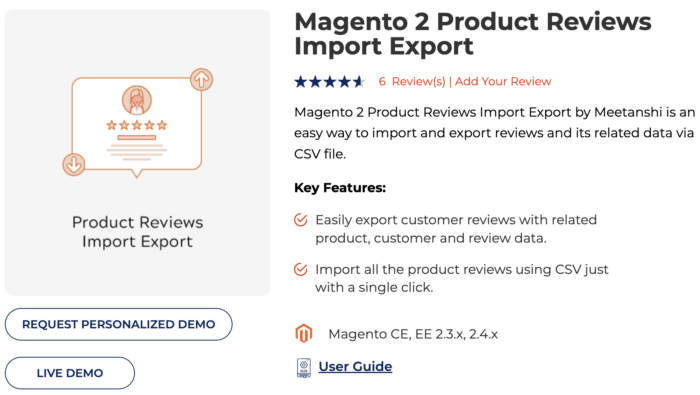Magento 2 Product Reviews Import Export Extension by Meetanshi