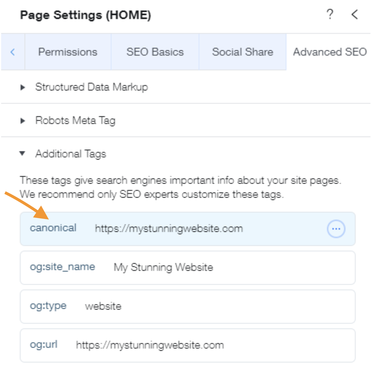 Page Settings Home