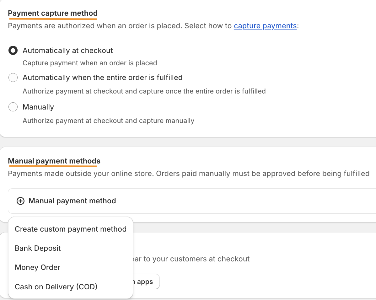 Payment Capture Manual Payment Method