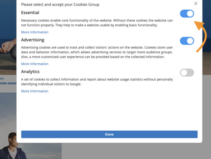 Selected preferences will be sent to google via tags