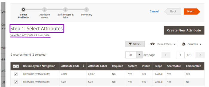 Add Attributes to the Configurable Products