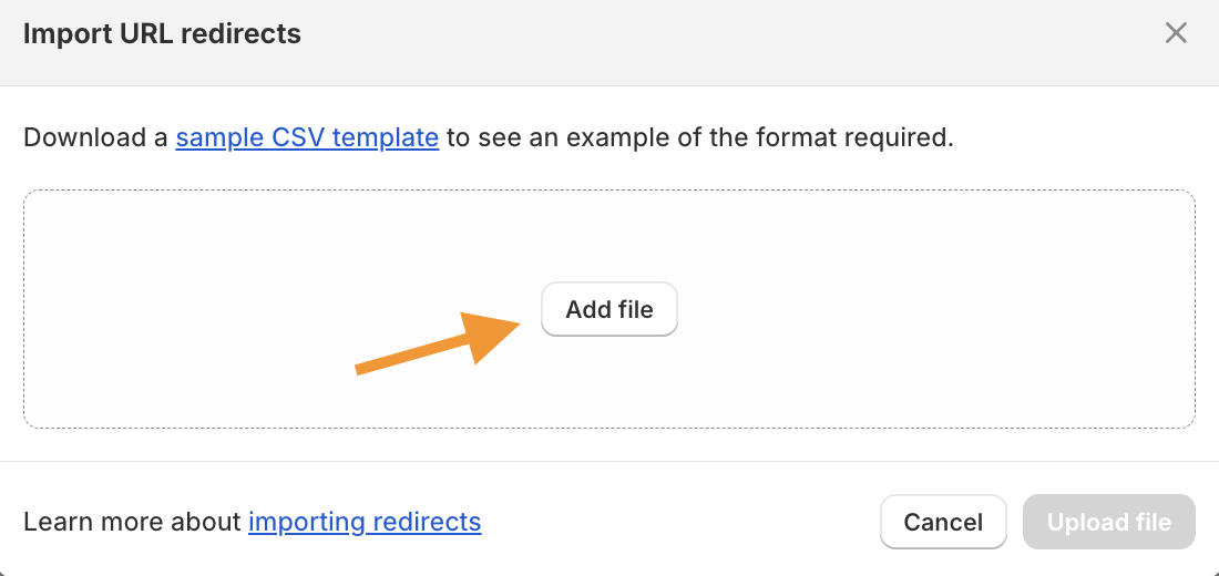 Upload csv to bulk redirect URLs