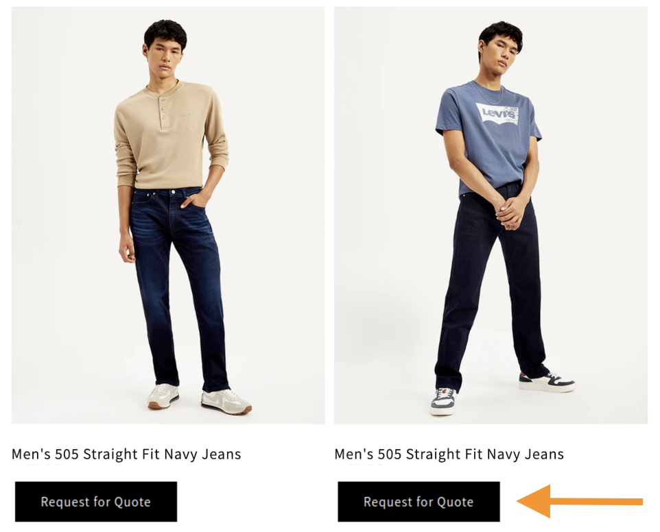 Shoppers can Click on Request a Quote Button
