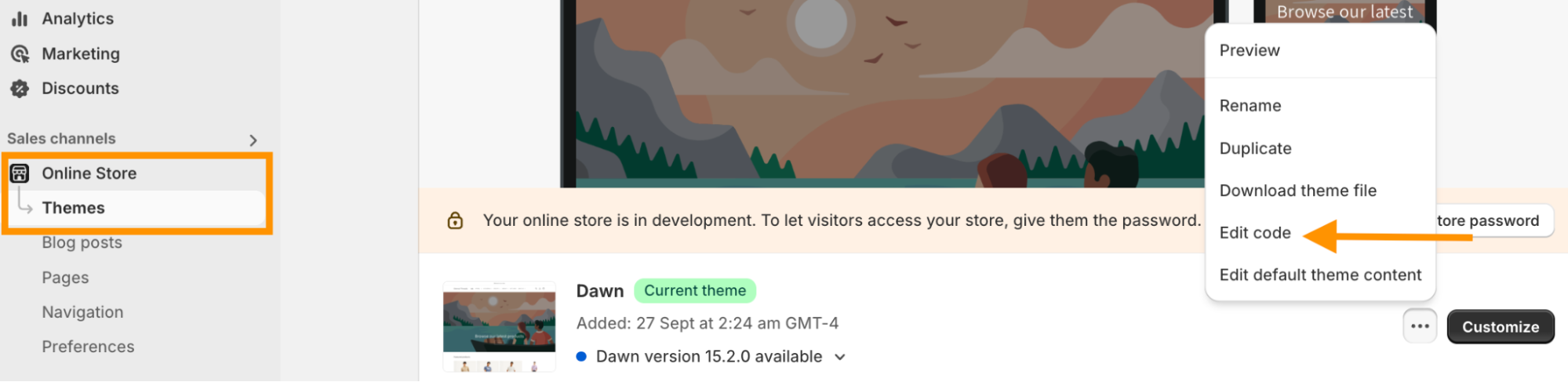 Head to Theme Editor
