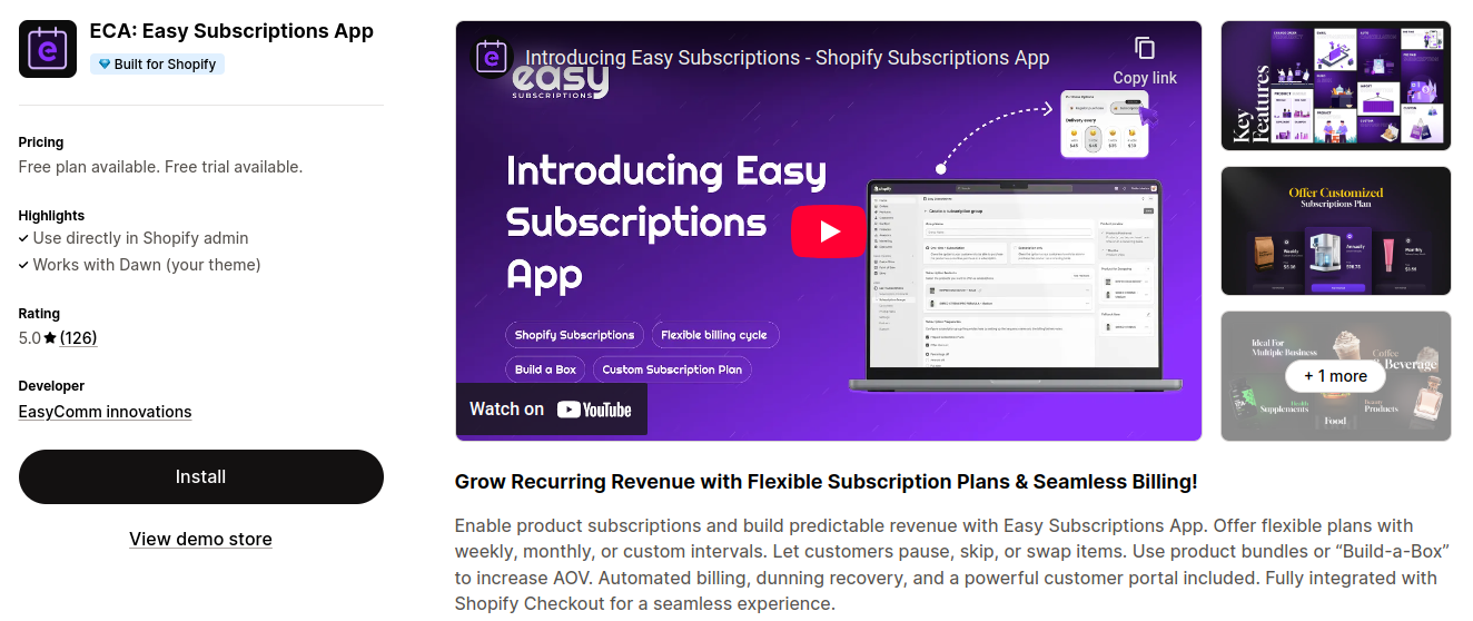 Easy Subscriptions App