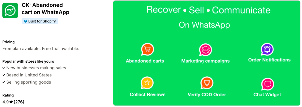 CK: Abandoned cart on WhatsApp