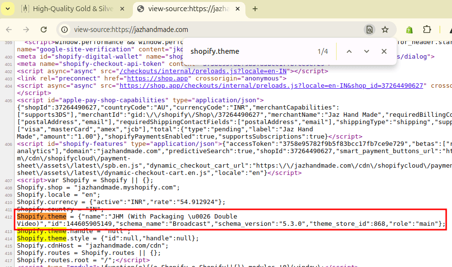 Manually find Shopify theme name by theme store id