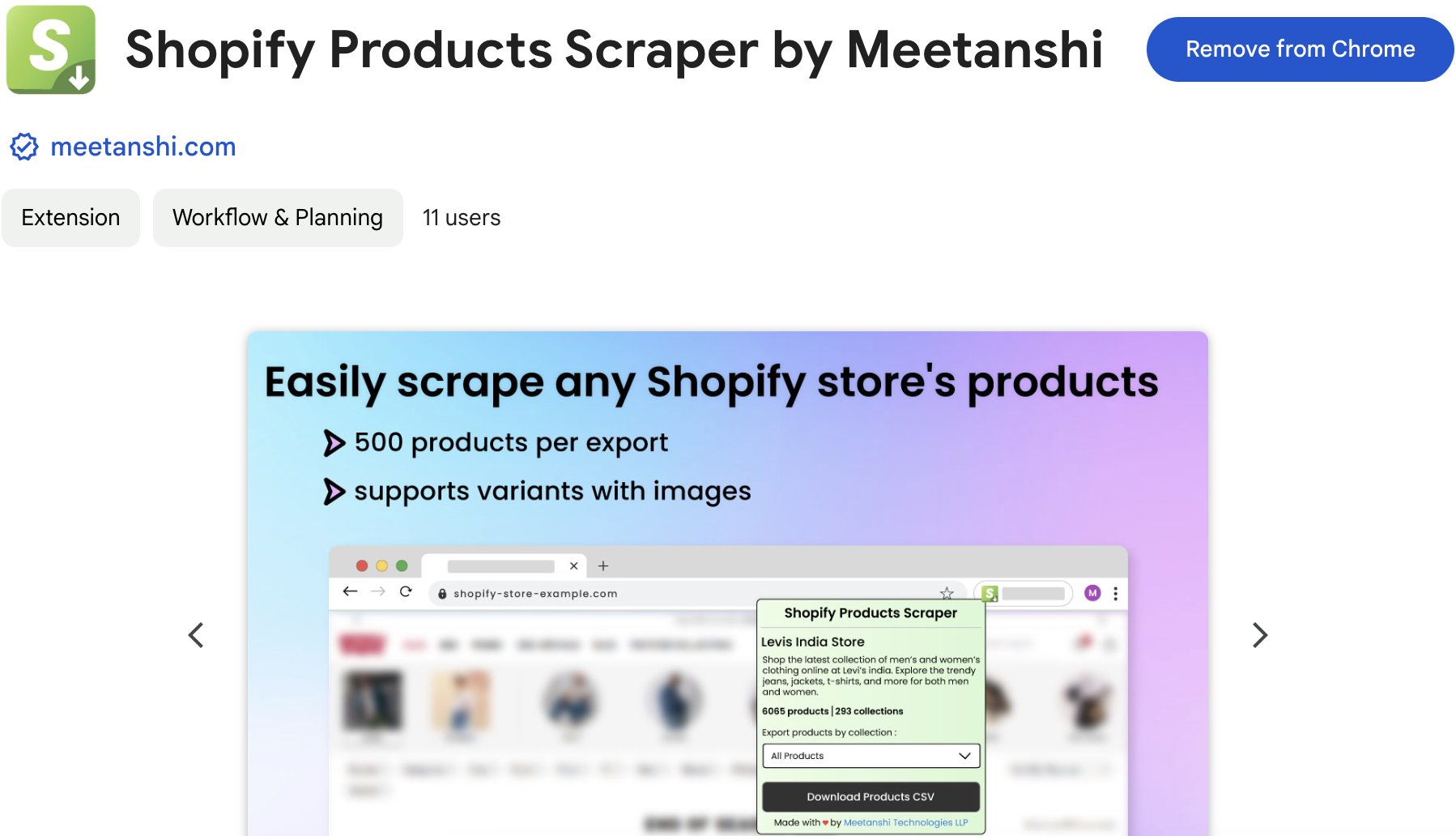 Shopify Products Scraper by Meetanshi