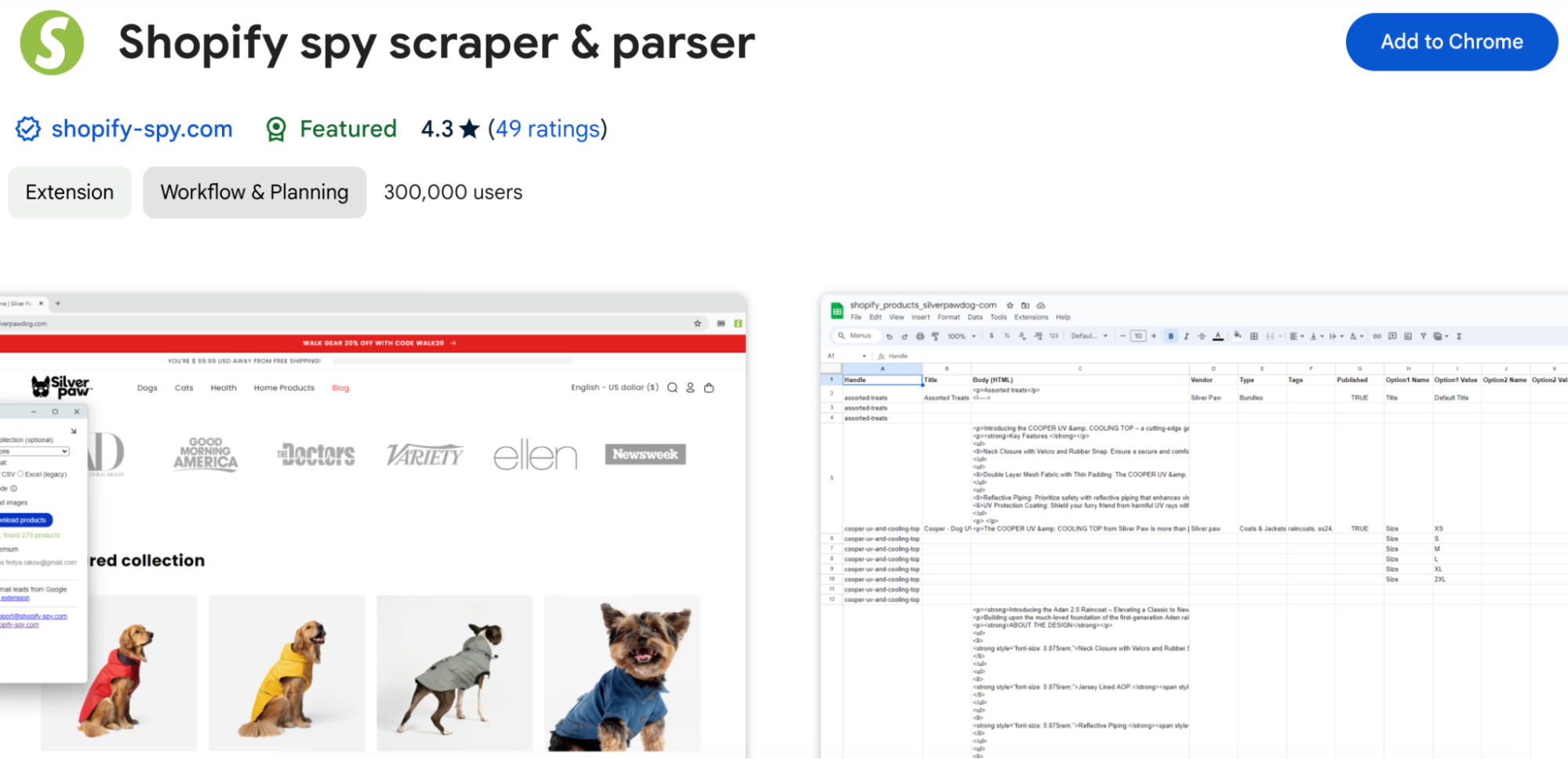 Shopify Spy Scraper Parser