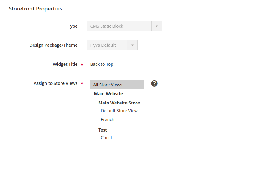 Now Add New Widgets as CMS Static Block