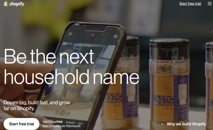 Shopify homepage