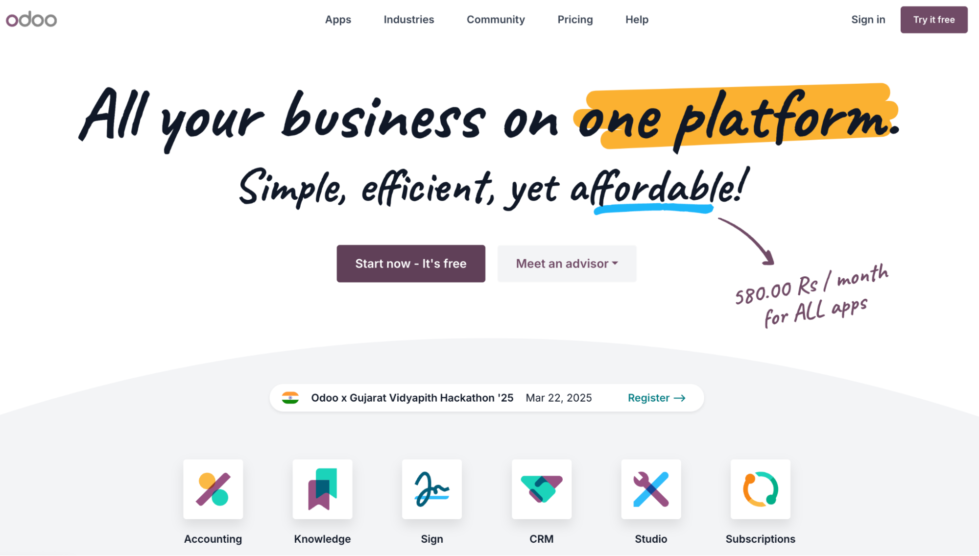 Odoo ERP Main Dashboard