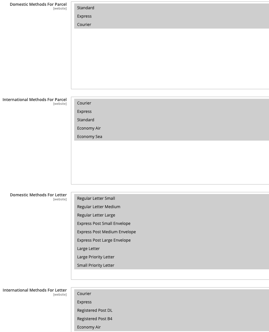 Select Australia Post Shipping Options