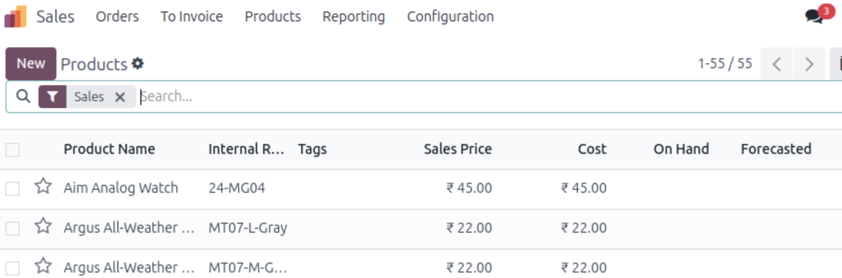 Synced Products Appearance in Odoo Dashboard