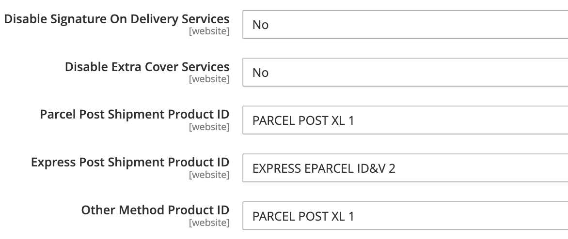 Other Settings of Magento 2 Australia Post Shipping