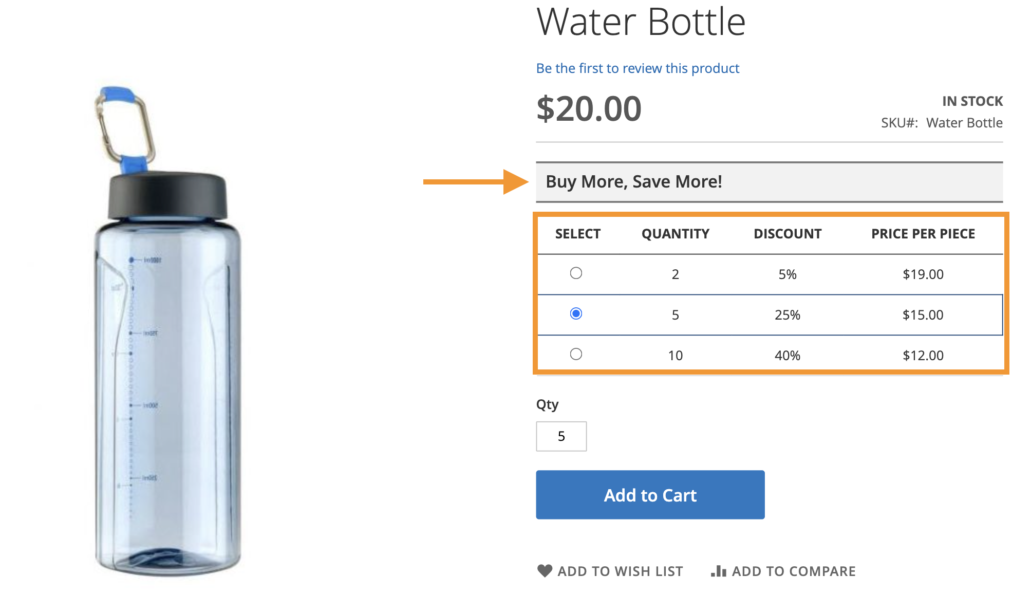 Show Tier Pricing the Frontend